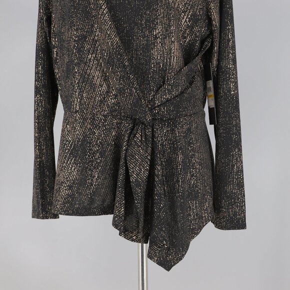 NWT DONNA KARAN New York Women's Foil Knit Cinch Waist Long Sleeves Top Size M - Picture 6 of 9